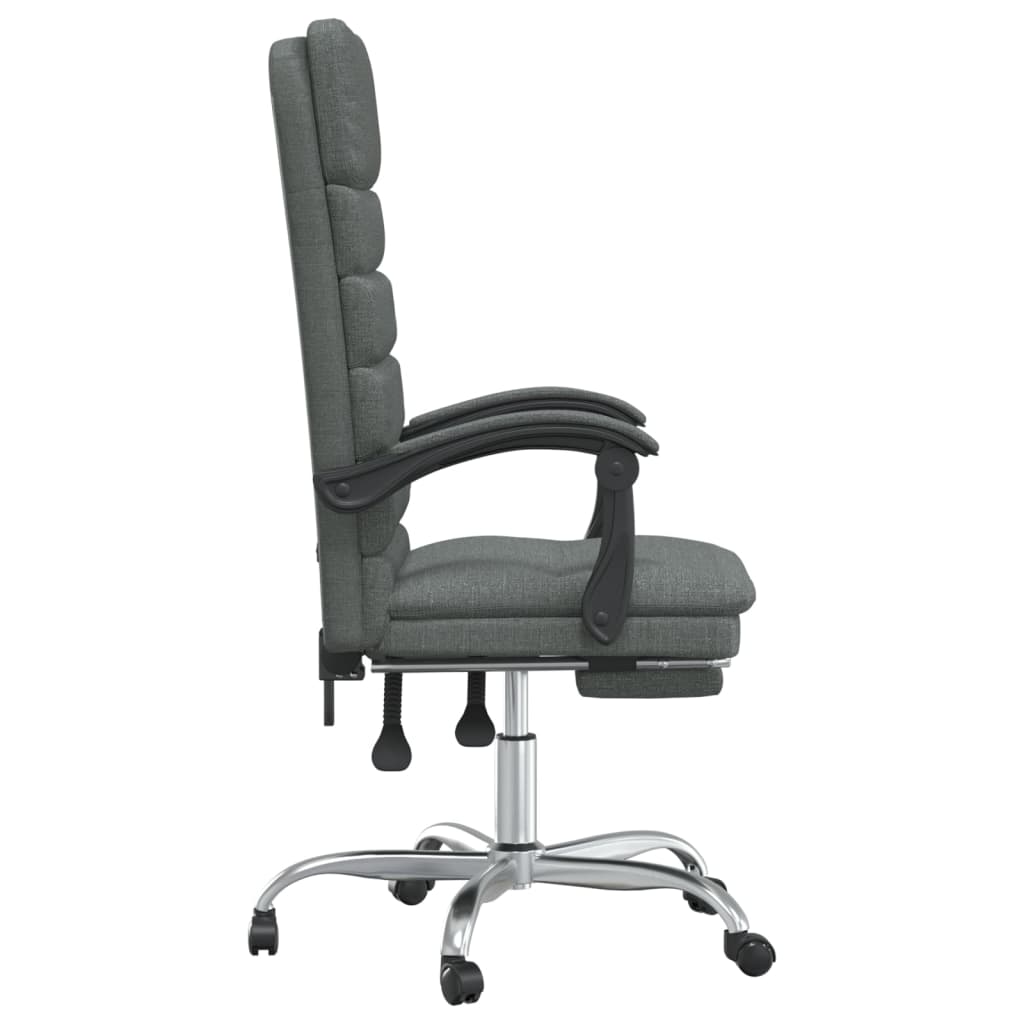 Masážní Polohovací Kancelářské Křeslo Tmavě Šedé Textil