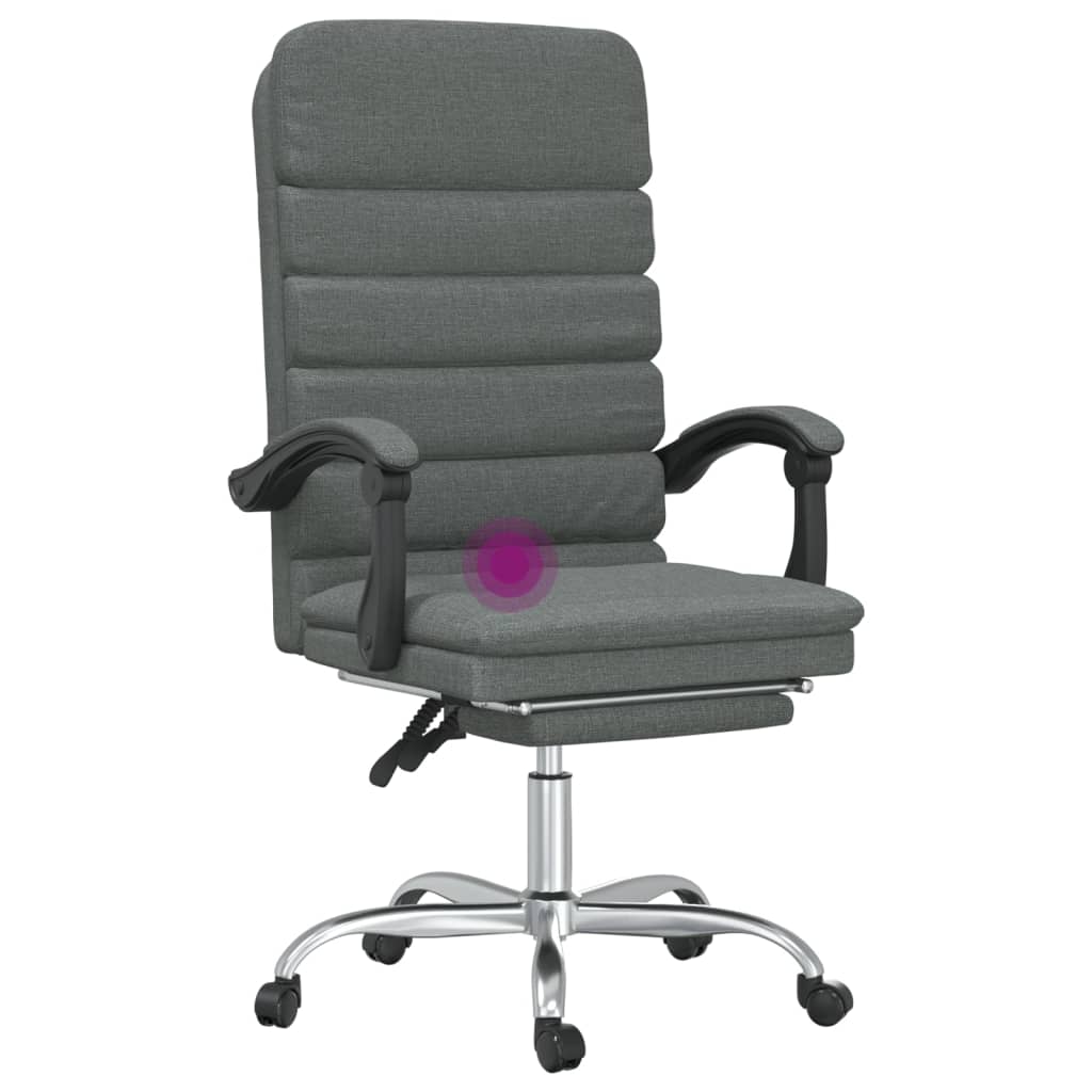 Masážní Polohovací Kancelářské Křeslo Tmavě Šedé Textil