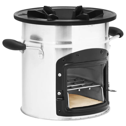 Kempingový Vařič Na Dřevo Stříbrný 45,5X33X25,5 Cm Ocel