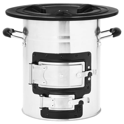 Kempingový Vařič Na Dřevo Stříbrný 51,5 X 35 X 30,5 Cm Ocel