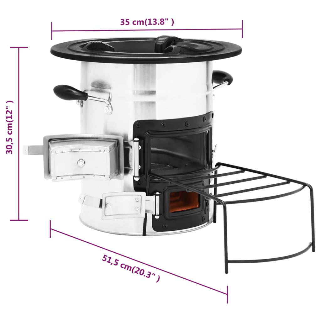 Kempingový Vařič Na Dřevo Stříbrný 51,5 X 35 X 30,5 Cm Ocel