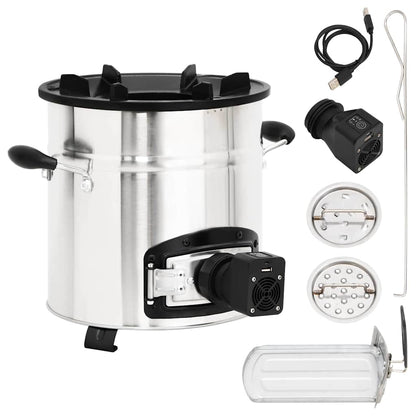 Vařič Na Dřevo S Usb Ventilátorem Stříbrný 35,5X26X28 Cm Ocel