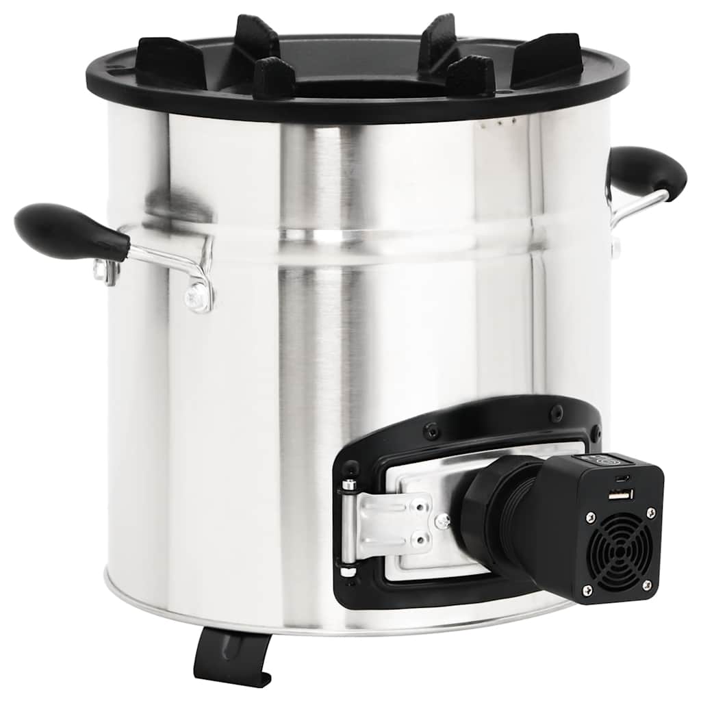 Vařič Na Dřevo S Usb Ventilátorem Stříbrný 35,5X26X28 Cm Ocel