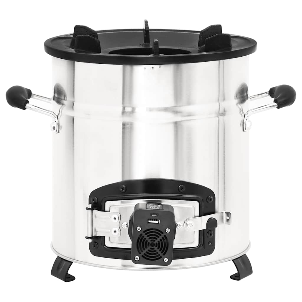 Vařič Na Dřevo S Usb Ventilátorem Stříbrný 35,5X26X28 Cm Ocel