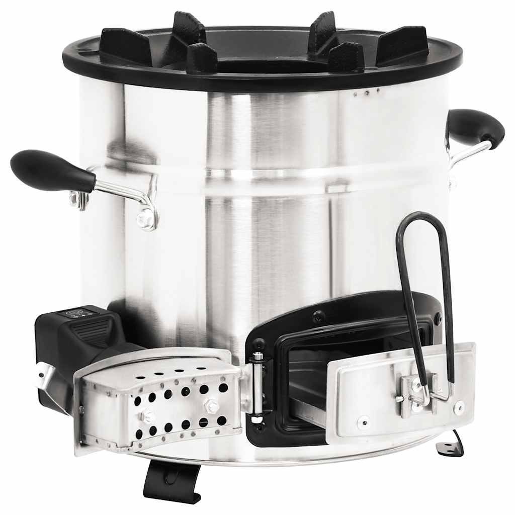 Vařič Na Dřevo S Usb Ventilátorem Stříbrný 35,5X26X28 Cm Ocel