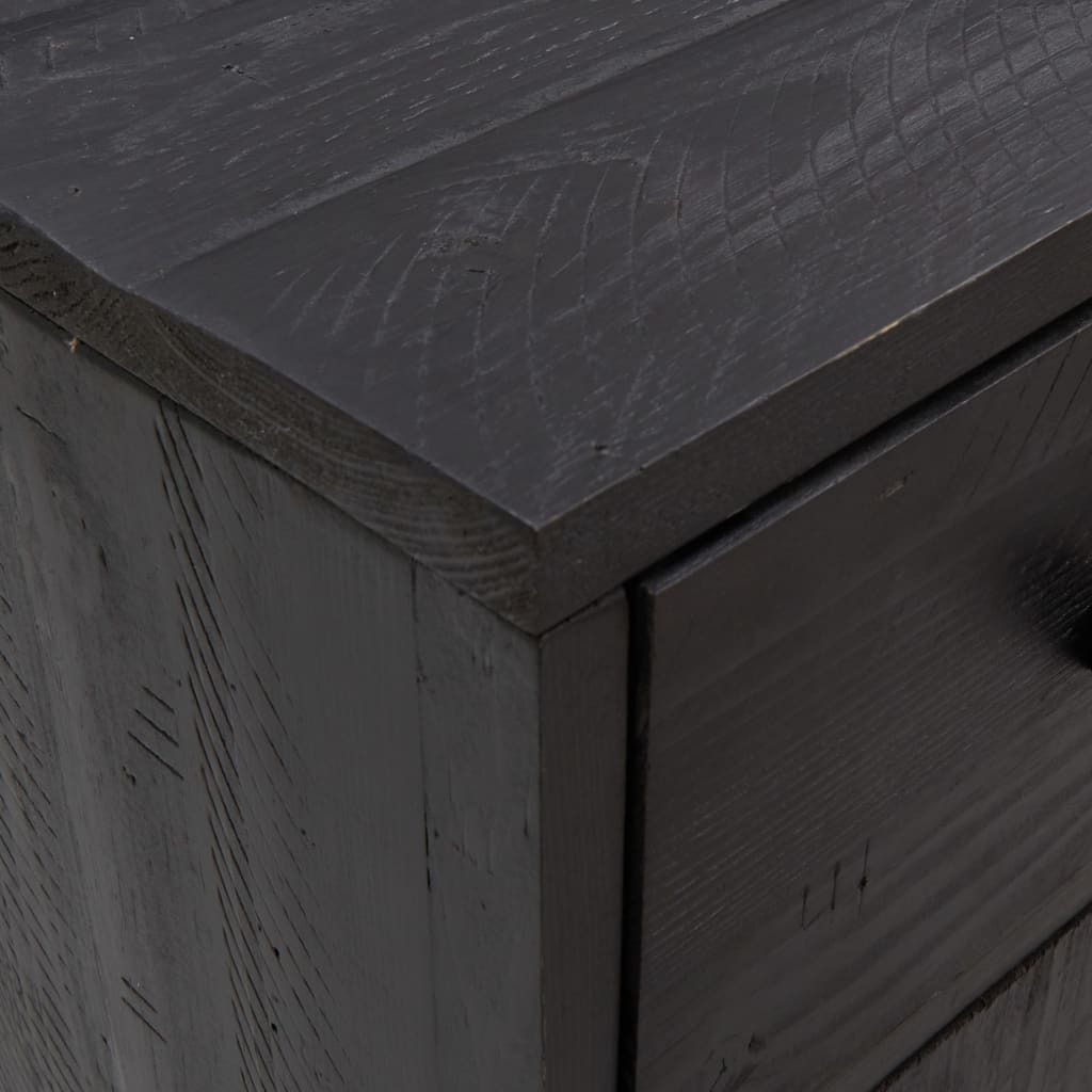 Příborník Černý 110 X 35 X 70 Cm Masivní Borové Dřevo