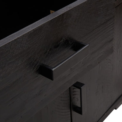 Příborník Černý 110 X 35 X 70 Cm Masivní Borové Dřevo