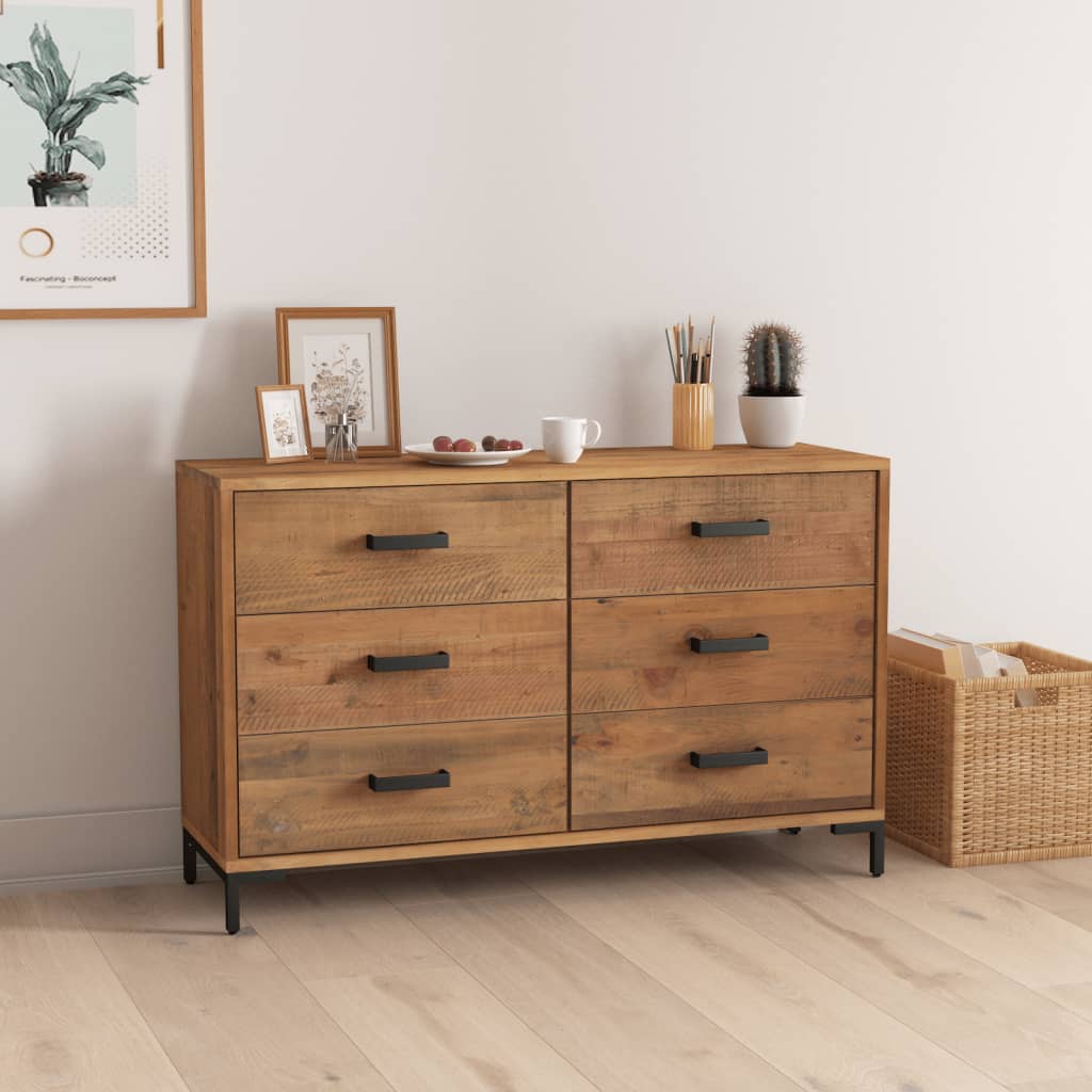 Příborník Hnědý 110 X 35 X 70 Cm Masivní Borové Dřevo