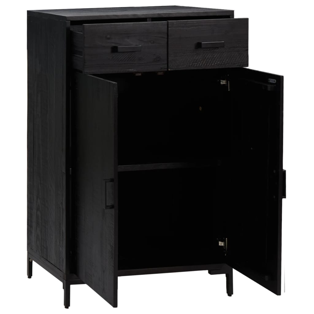 Botník Černý 75 X 40 X 110 Cm Masivní Borovice