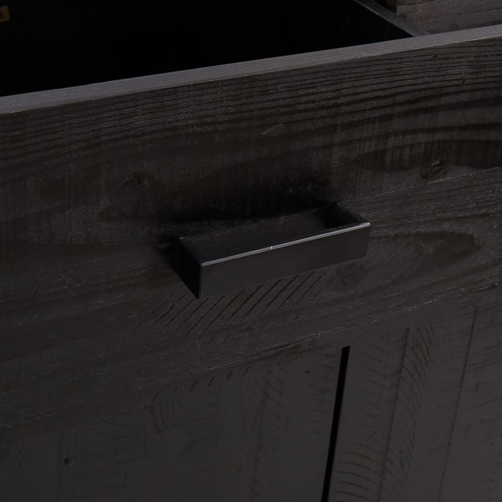 Botník Černý 75 X 40 X 110 Cm Masivní Borovice