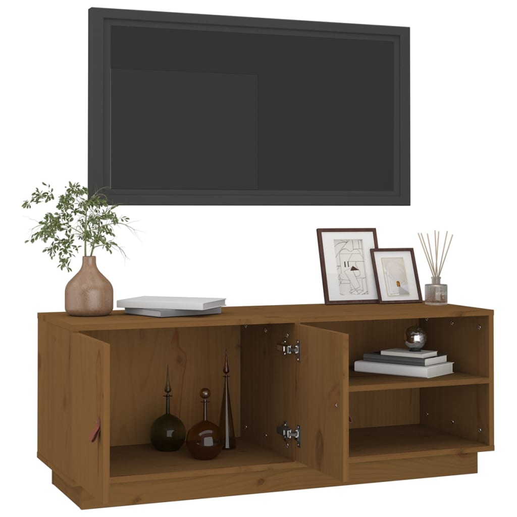 Tv Skříňka Medově Hnědá 105 X 34 X 40 Cm Masivní Borové Dřevo