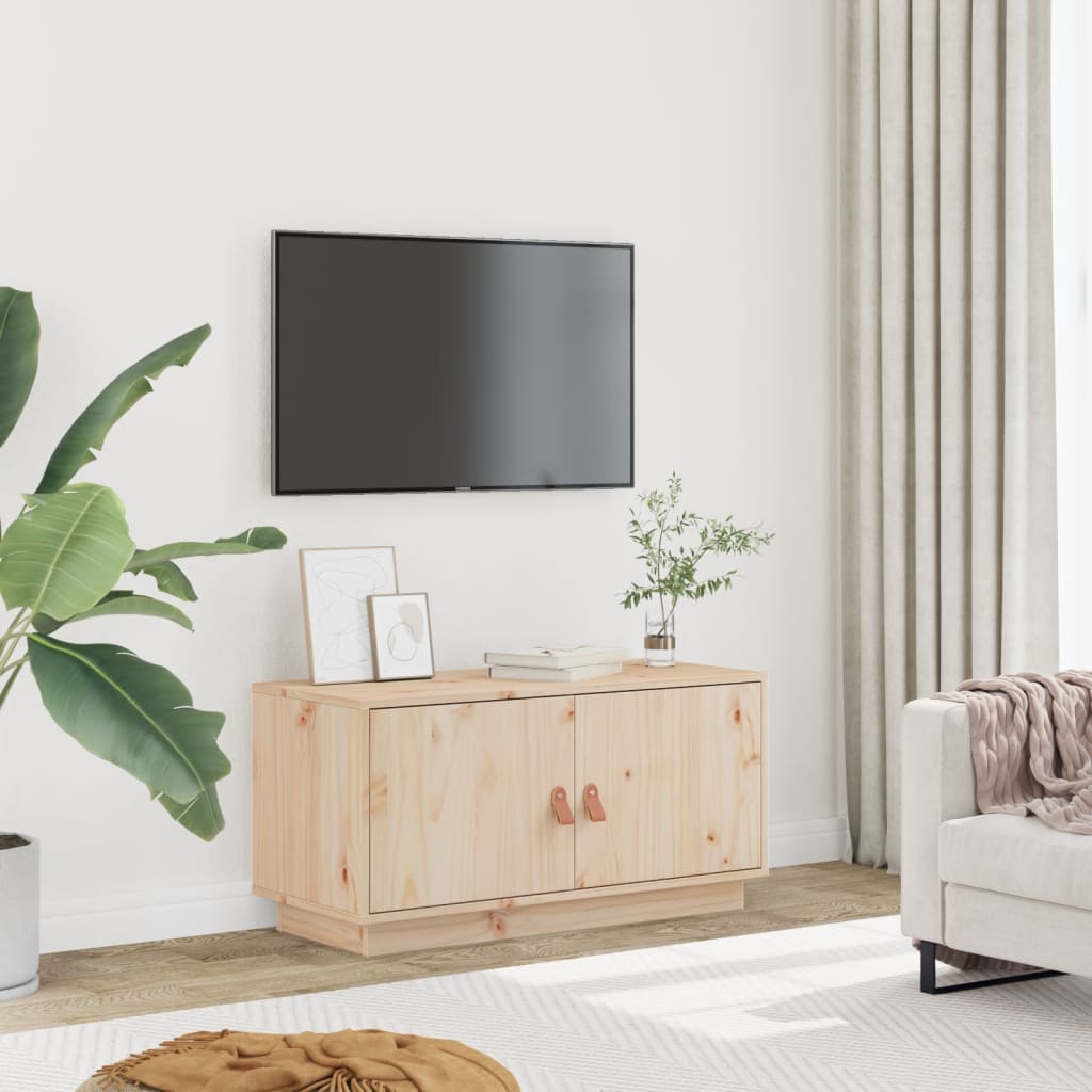 Tv Skříňka Šedá 80 X 34 X 40 Cm Masivní Borové Dřevo