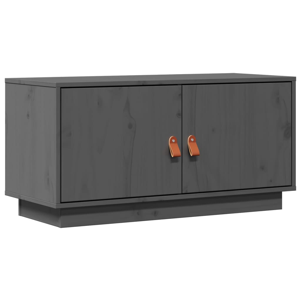 Tv Skříňka Šedá 80 X 34 X 40 Cm Masivní Borové Dřevo