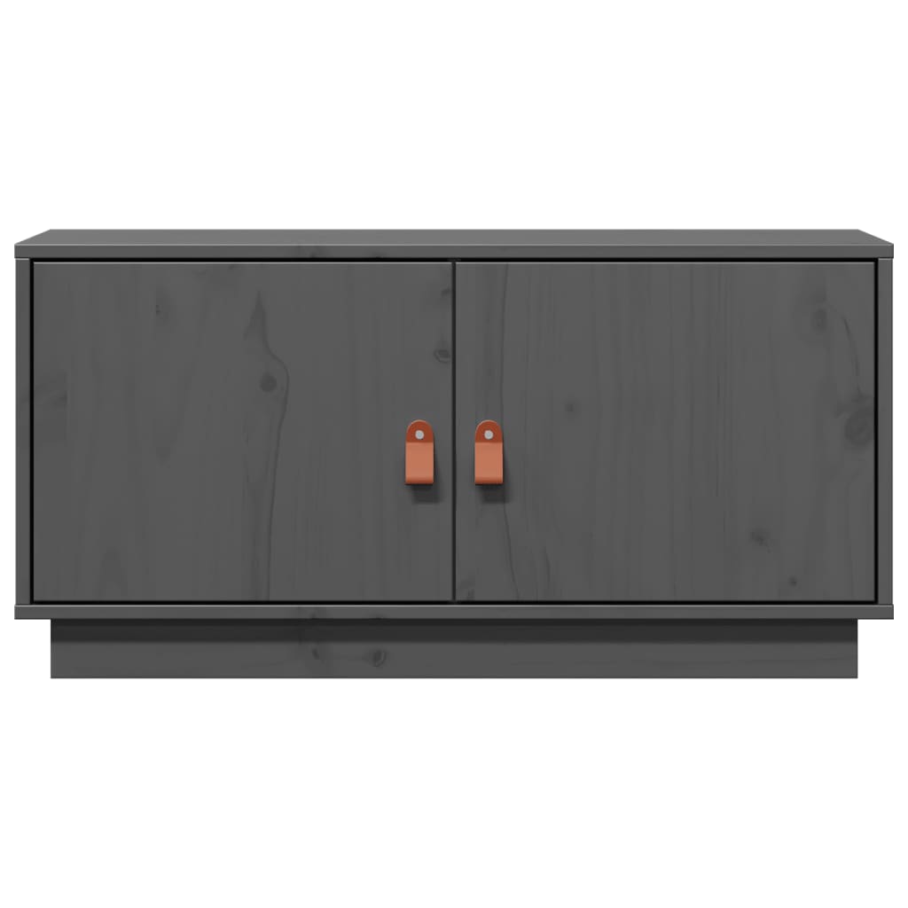 Tv Skříňka Šedá 80 X 34 X 40 Cm Masivní Borové Dřevo