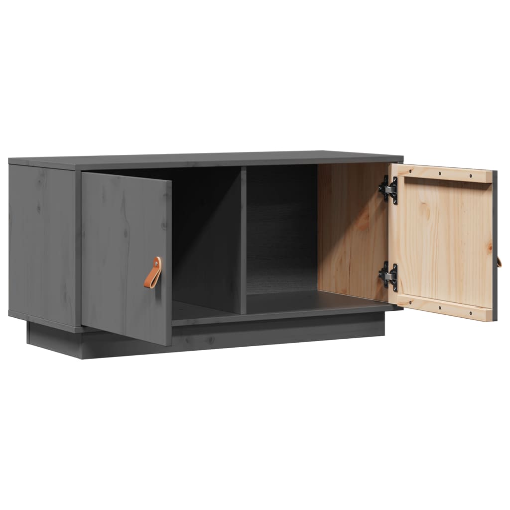Tv Skříňka Šedá 80 X 34 X 40 Cm Masivní Borové Dřevo