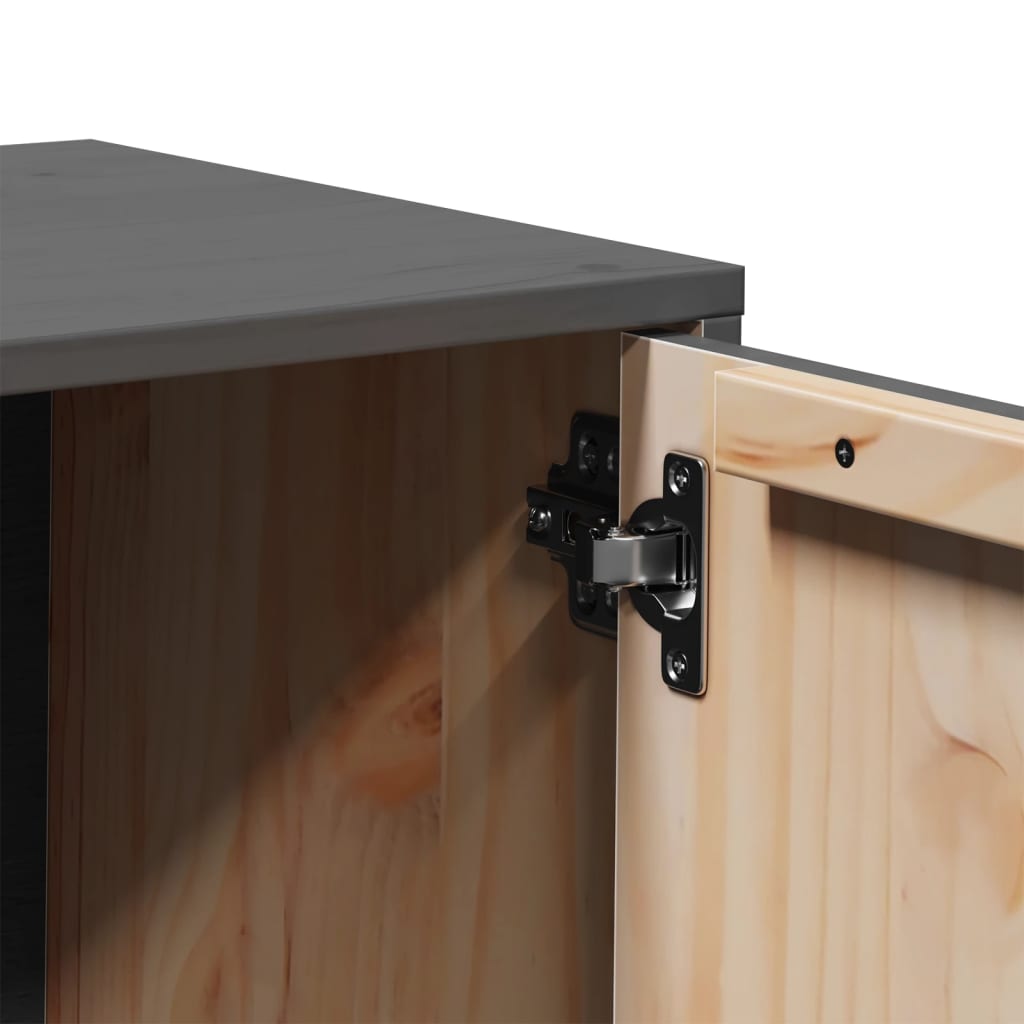 Tv Skříňka Šedá 80 X 34 X 40 Cm Masivní Borové Dřevo