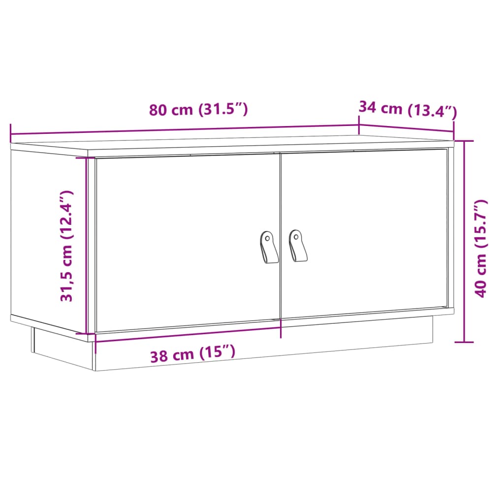 Tv Skříňka Šedá 80 X 34 X 40 Cm Masivní Borové Dřevo