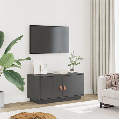 Tv Skříňka Šedá 80 X 34 X 40 Cm Masivní Borové Dřevo