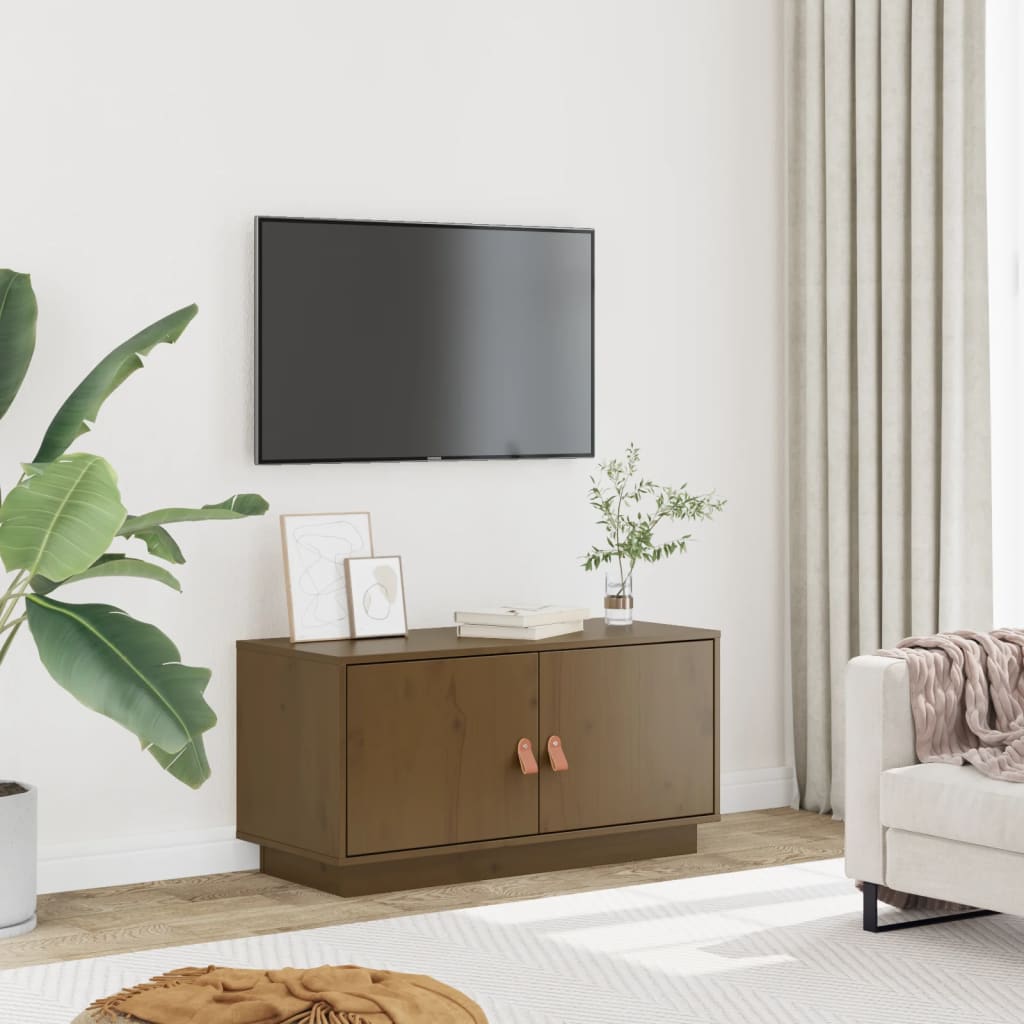 Tv Skříňka Šedá 80 X 34 X 40 Cm Masivní Borové Dřevo