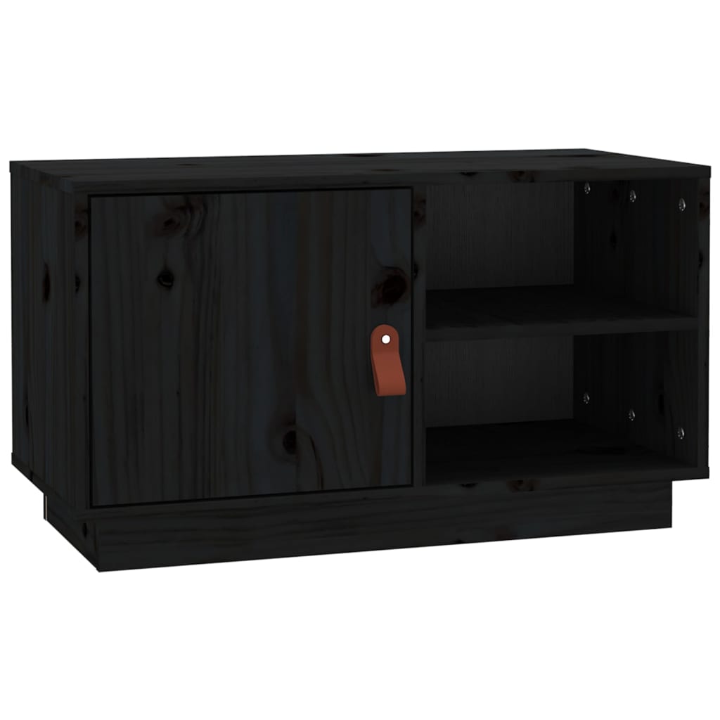 Tv Skříňka Černá 70 X 34 X 40 Cm Masivní Borové Dřevo