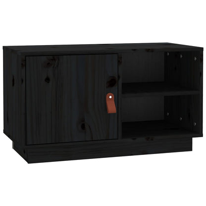 Tv Skříňka Černá 70 X 34 X 40 Cm Masivní Borové Dřevo