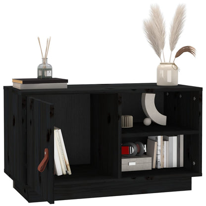 Tv Skříňka Černá 70 X 34 X 40 Cm Masivní Borové Dřevo