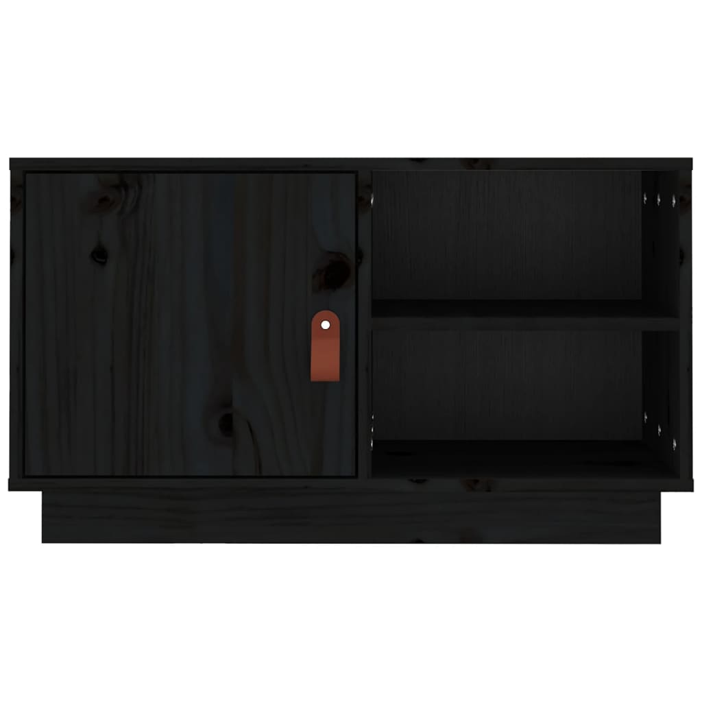 Tv Skříňka Černá 70 X 34 X 40 Cm Masivní Borové Dřevo