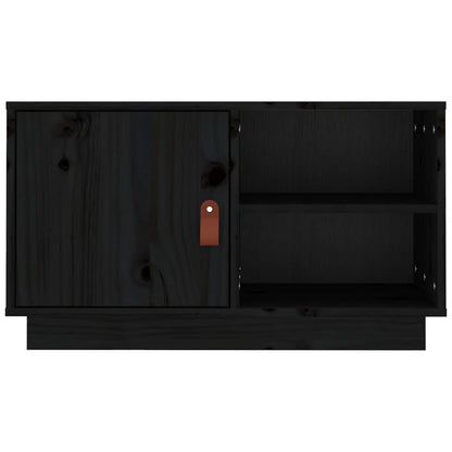 Tv Skříňka Černá 70 X 34 X 40 Cm Masivní Borové Dřevo