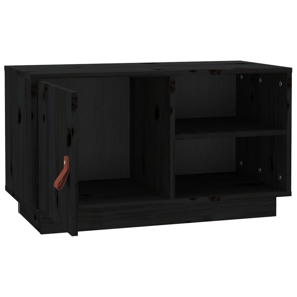 Tv Skříňka Černá 70 X 34 X 40 Cm Masivní Borové Dřevo