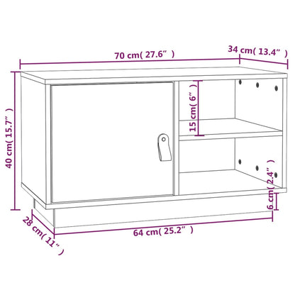 Tv Skříňka Černá 70 X 34 X 40 Cm Masivní Borové Dřevo