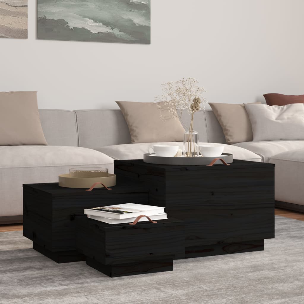 Úložné Boxy S Víkem 3 Ks Šedé Masivní Borové Dřevo