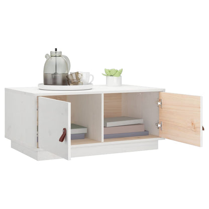 Konferenční Stolek Bílý 80 X 50 X 35 Cm Masivní Borové Dřevo