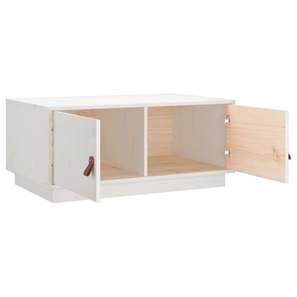 Konferenční Stolek Bílý 80 X 50 X 35 Cm Masivní Borové Dřevo