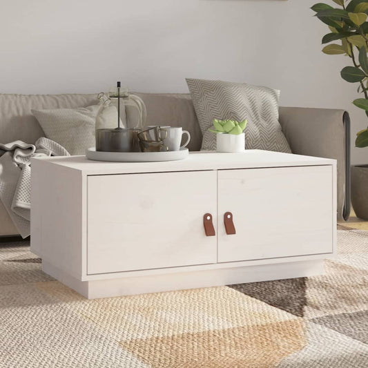 Konferenční Stolek Bílý 80 X 50 X 35 Cm Masivní Borové Dřevo