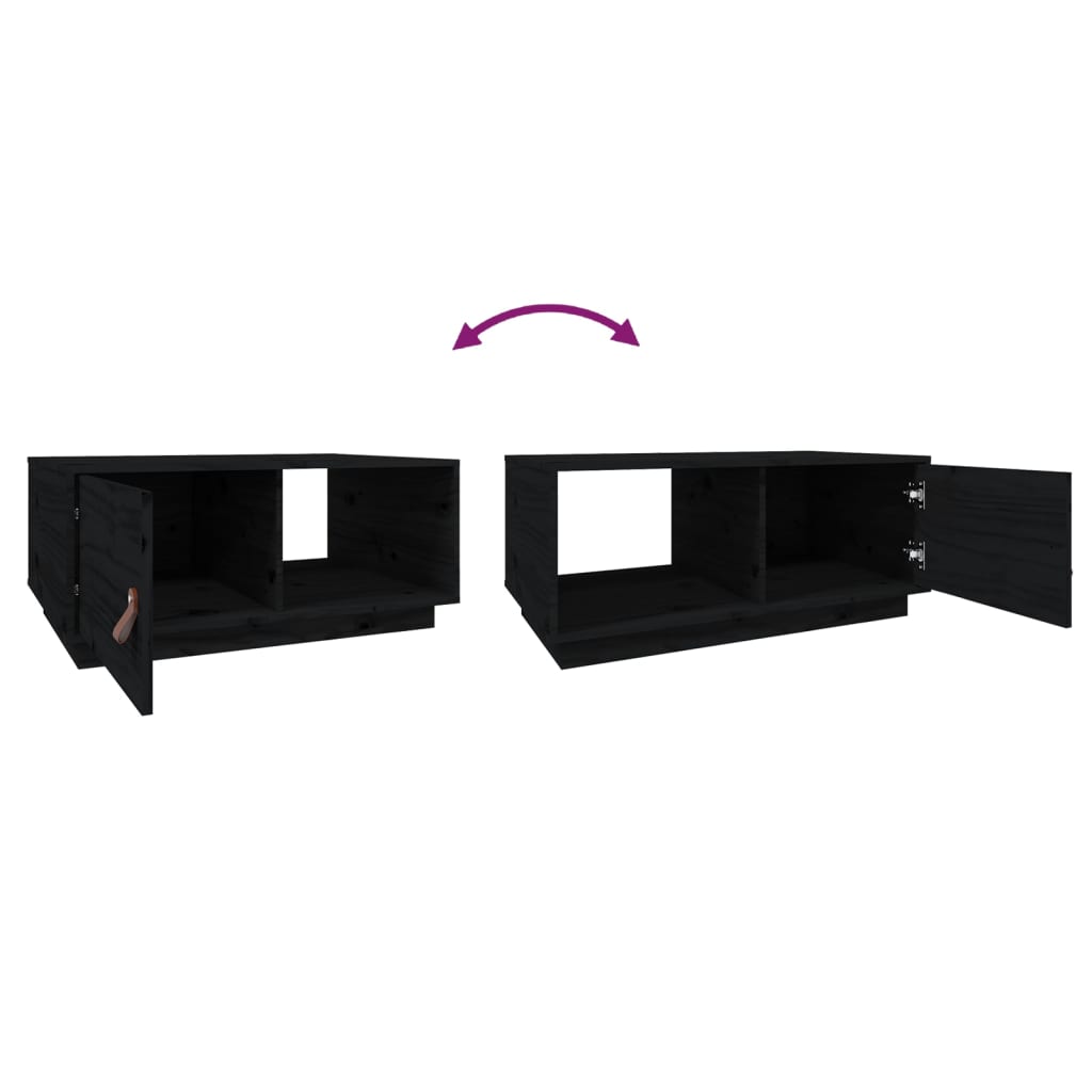 Konferenční Stolek Černý 80X50X35,5 Cm Masivní Borové Dřevo