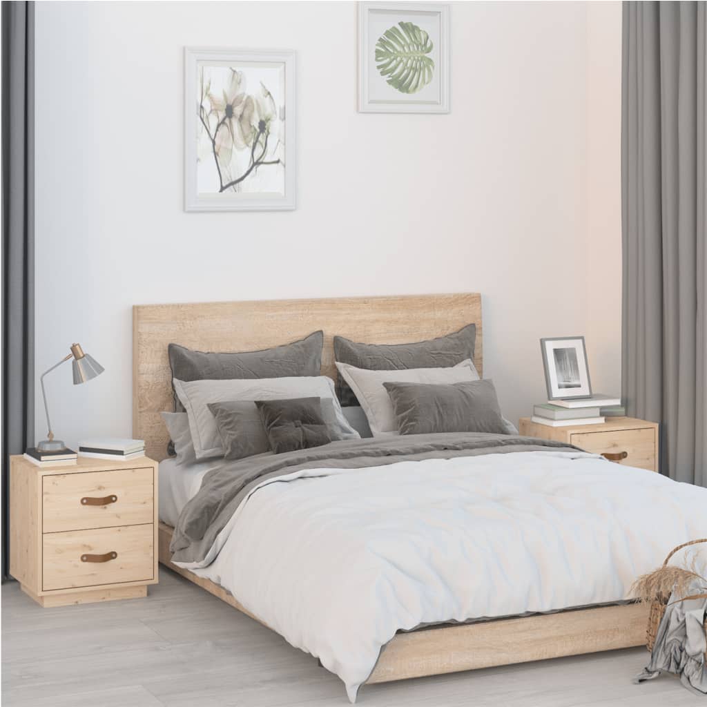 Noční Stolky 2 Ks Bílé 40 X 34 X 45 Cm Masivní Borové Dřevo