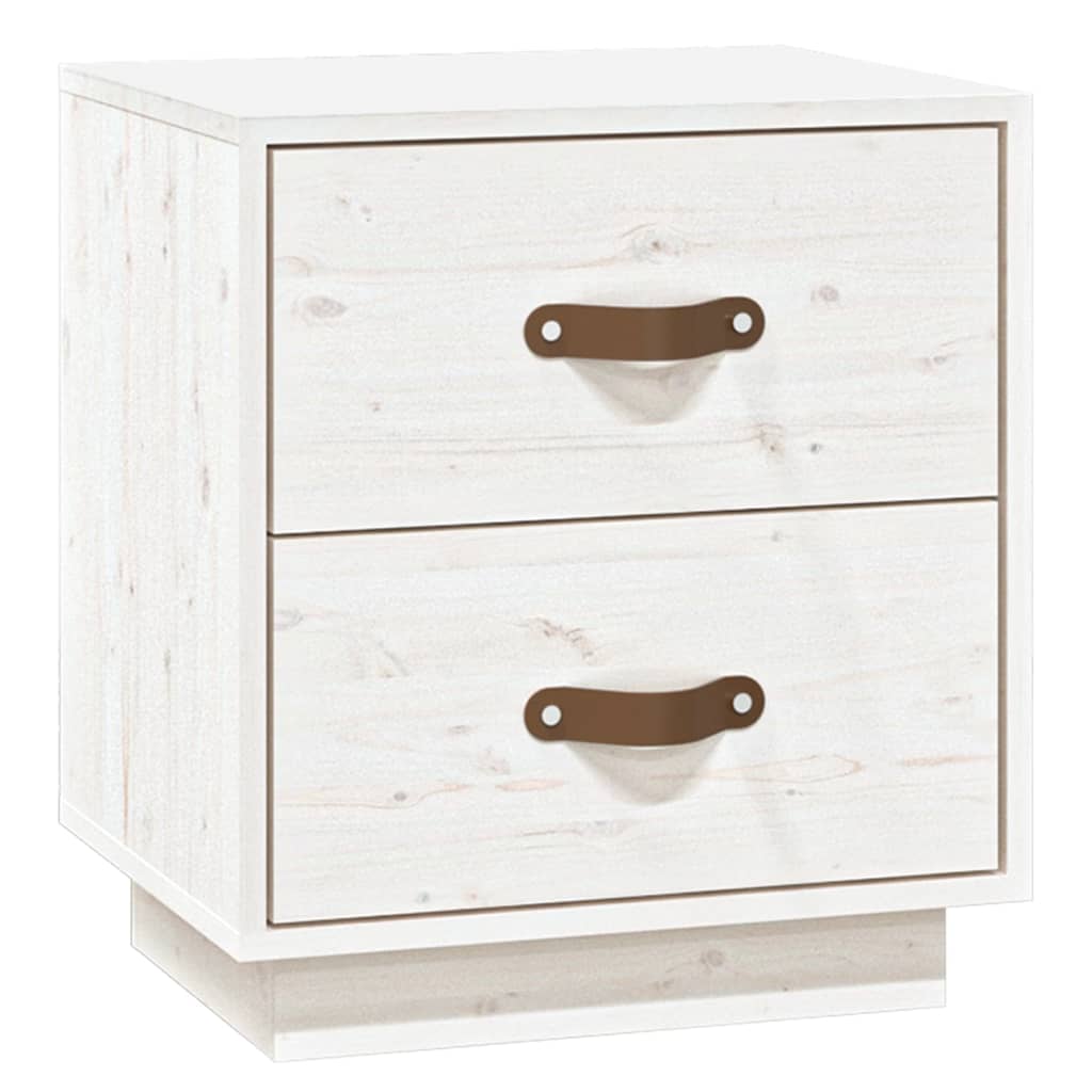 Noční Stolky 2 Ks Bílé 40 X 34 X 45 Cm Masivní Borové Dřevo