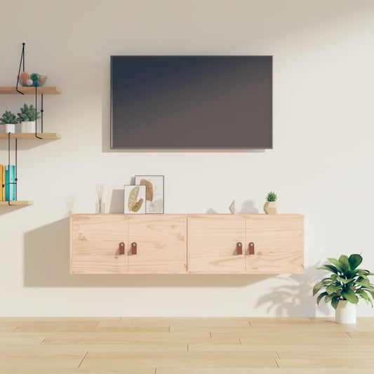 Nástěnné Skříňky 2 Ks 60 X 30 X 30 Cm Masivní Borovice