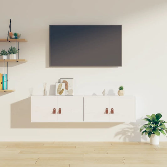 Nástěnné Skříňky 2 Ks Bílé 60 X 30 X 30 Cm Masivní Borové Dřevo