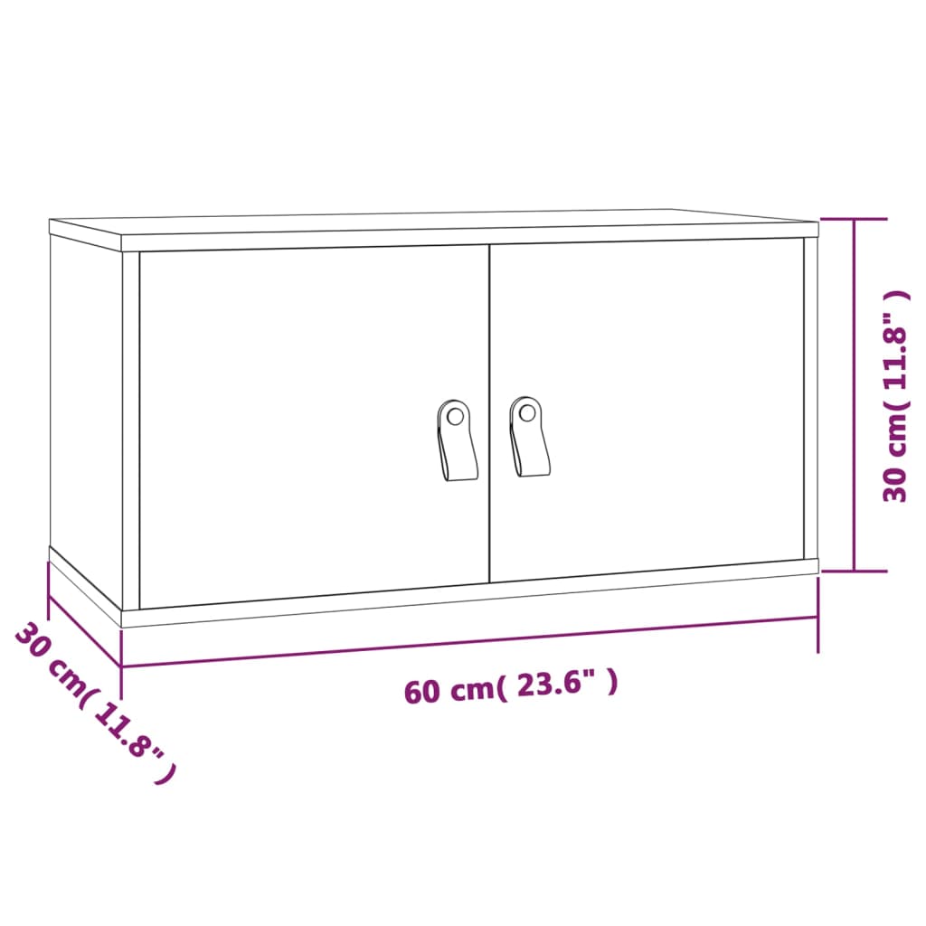 Nástěnné Skříňky 2 Ks Šedé 60 X 30 X 30 Cm Masivní Borové Dřevo