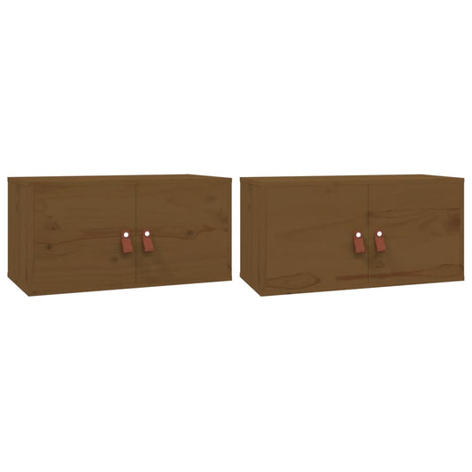 Nástěnné Skříňky 2 Ks Medově Hnědé 60X30X30 Cm Masivní Borovice