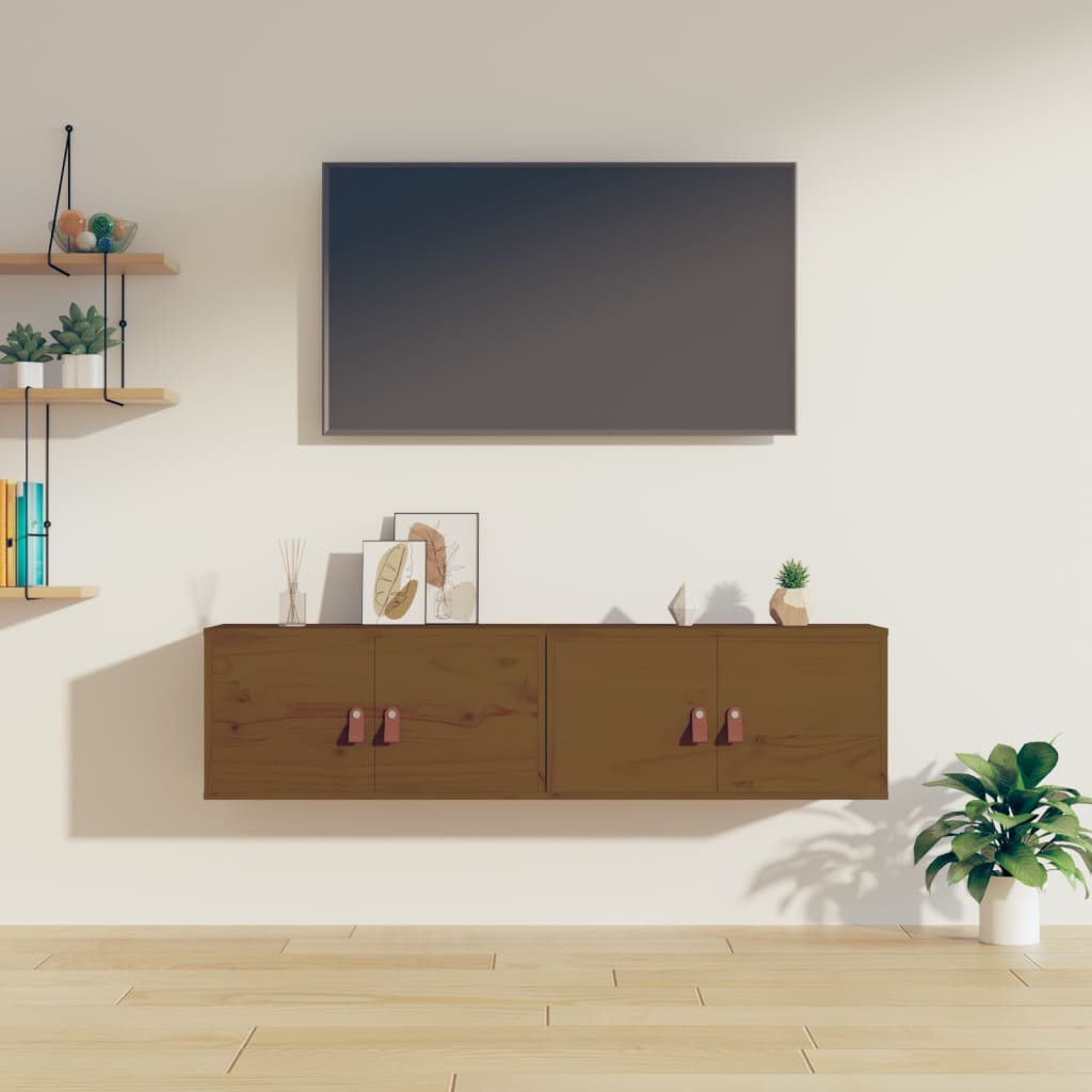 Nástěnné Skříňky 2 Ks Medově Hnědé 60X30X30 Cm Masivní Borovice