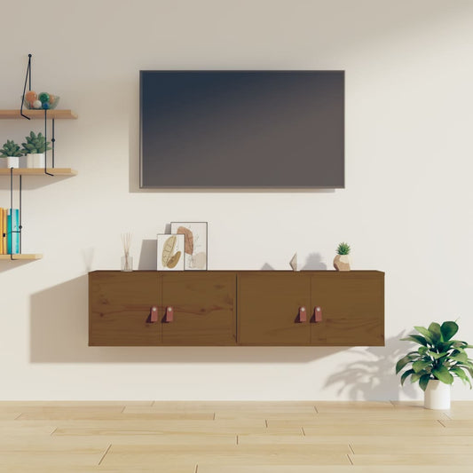 Nástěnné Skříňky 2 Ks Medově Hnědé 60X30X30 Cm Masivní Borovice