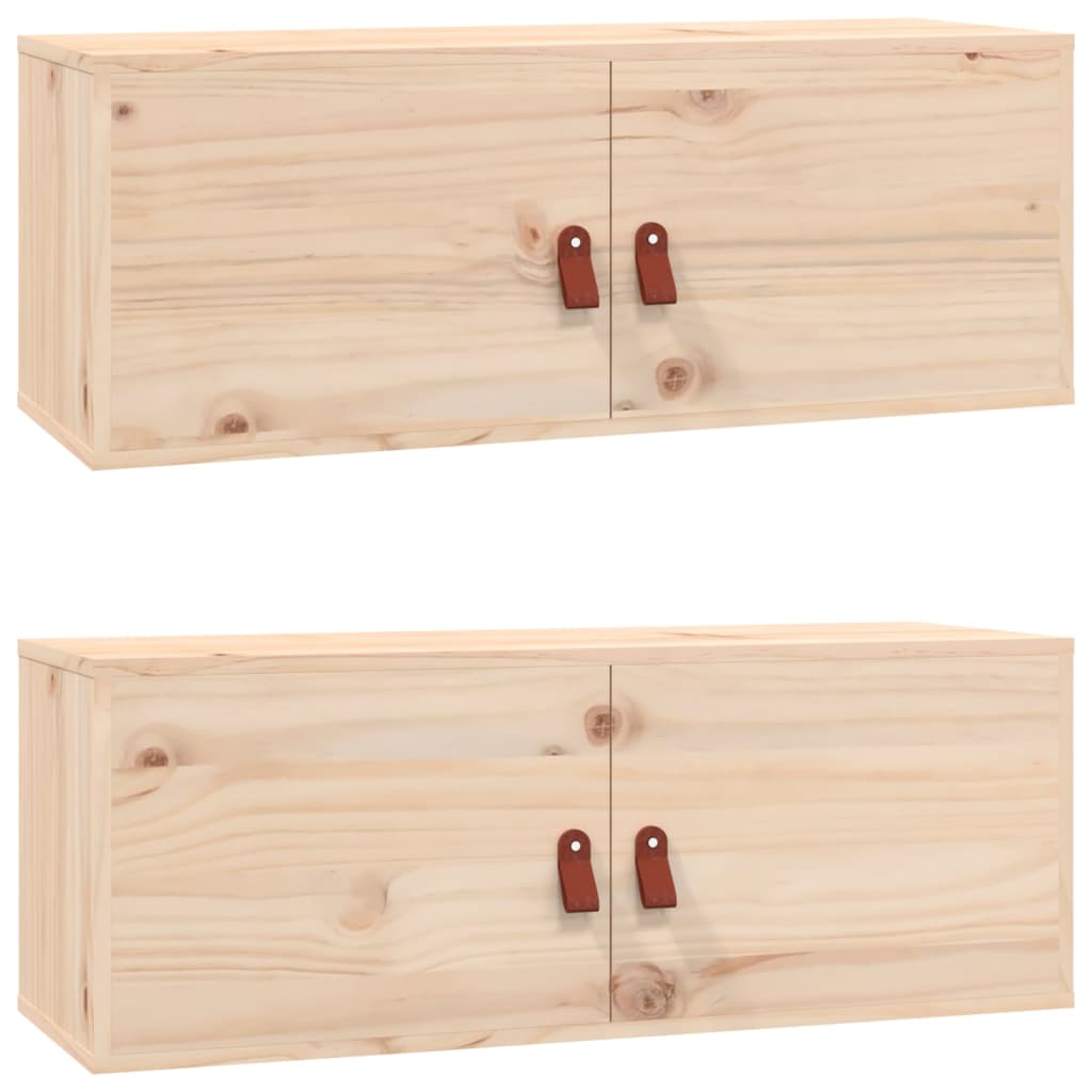 Nástěnné Skříňky 2 Ks 80 X 30 X 30 Cm Masivní Borové Dřevo