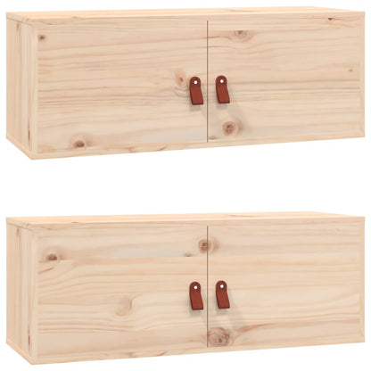 Nástěnné Skříňky 2 Ks 80 X 30 X 30 Cm Masivní Borové Dřevo