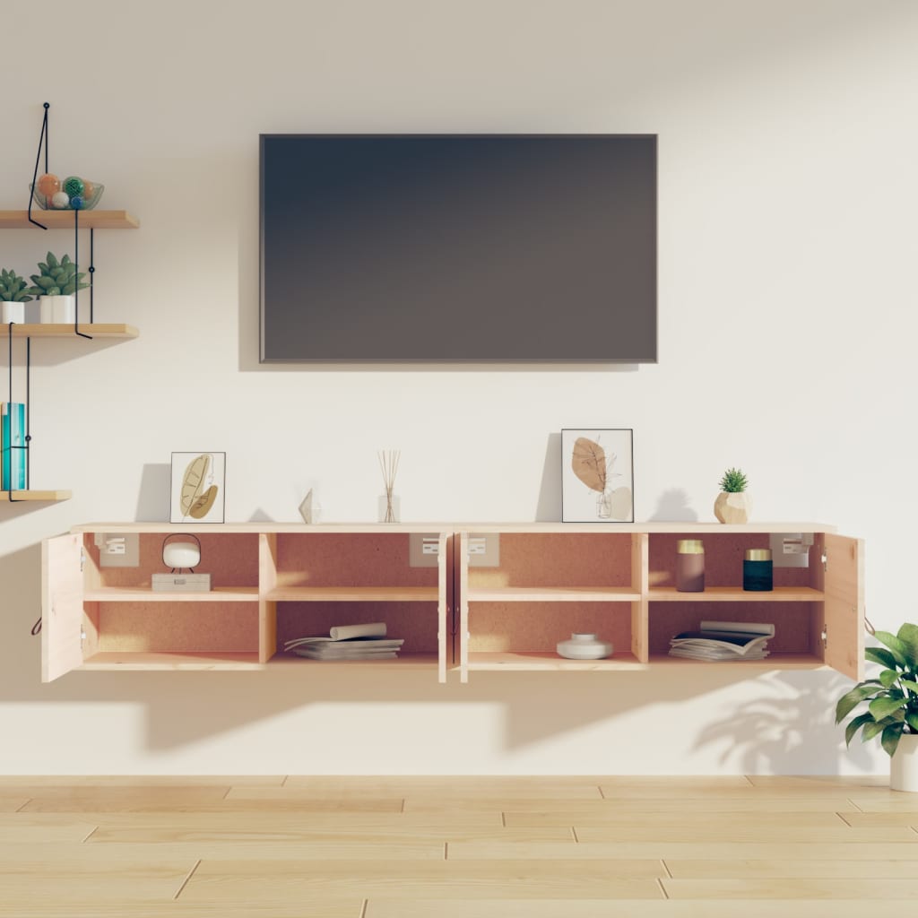 Nástěnné Skříňky 2 Ks 80 X 30 X 30 Cm Masivní Borové Dřevo