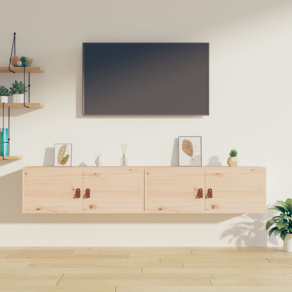 Nástěnné Skříňky 2 Ks 80 X 30 X 30 Cm Masivní Borové Dřevo