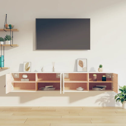 Nástěnné Skříňky 2 Ks Bílé 80 X 30 X 30 Cm Masivní Borové Dřevo