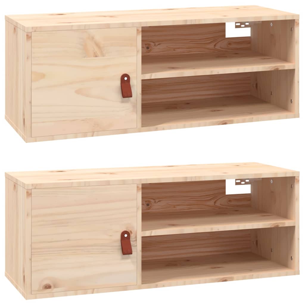 Nástěnné Skříňky 2 Ks 80 X 30 X 30 Cm Masivní Borové Dřevo