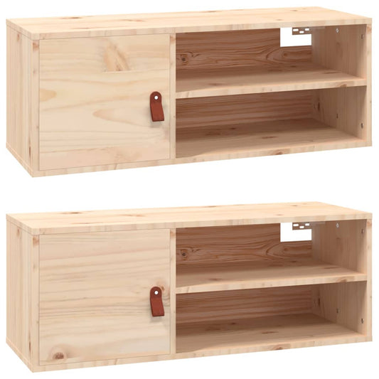 Nástěnné Skříňky 2 Ks 80 X 30 X 30 Cm Masivní Borové Dřevo